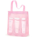 Black and pink swimming gym bag with dry wet separation compartments and mesh pocket