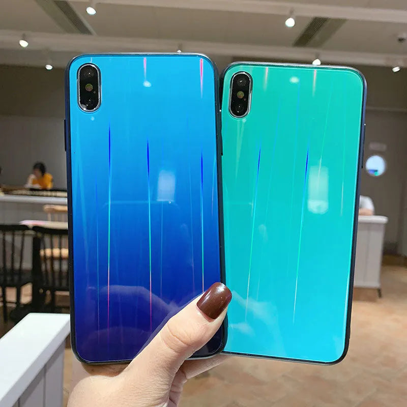Gradient glass phone case with starry sky design for Huawei, showing back cover with multiple colour options
