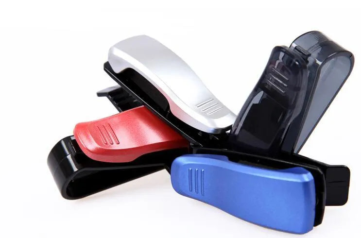 Car sun visor glasses clip holder with soft pad jaws holding sunglasses