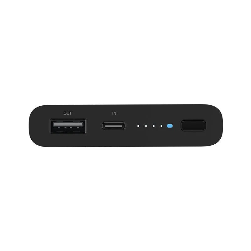 Black and white large capacity 10000 mAh power bank with USB Type-C port.