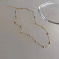 Square colour geometric clavicle chain necklace with quadrilateral artificial crystal pendant in gold alloy finish