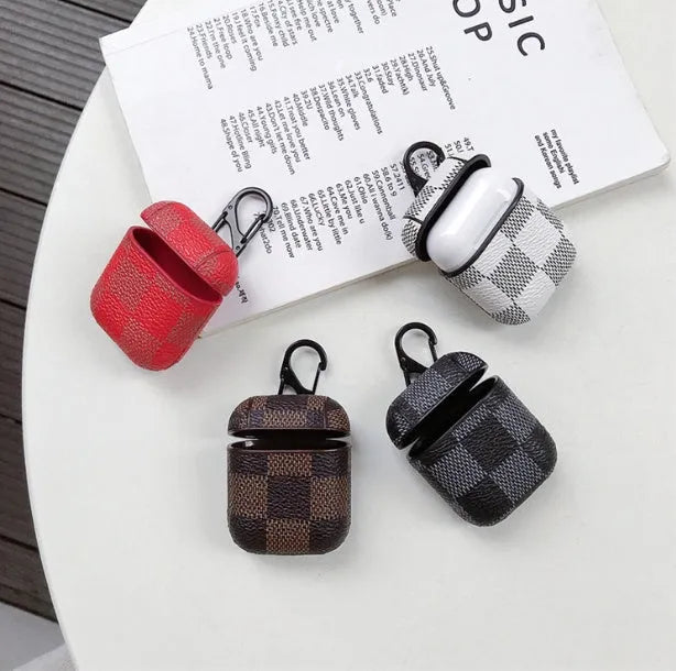 Lattice pattern plastic hard shell cover for AirPods 2nd generation case in multiple colour options.