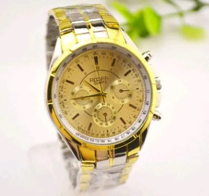 Men's quartz watch with round dial, alloy case, imitation leather strap, World Time feature, casual style