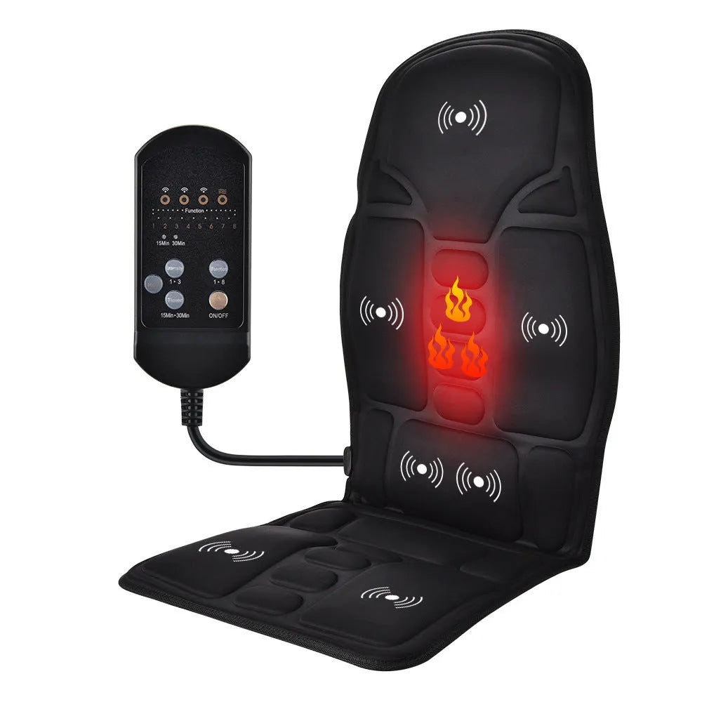 Black electric cervical vertebra car kneading instrument with wireless remote control.