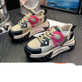 Leather sports casual shoes with thick sole and wedge heel in multiple colours.