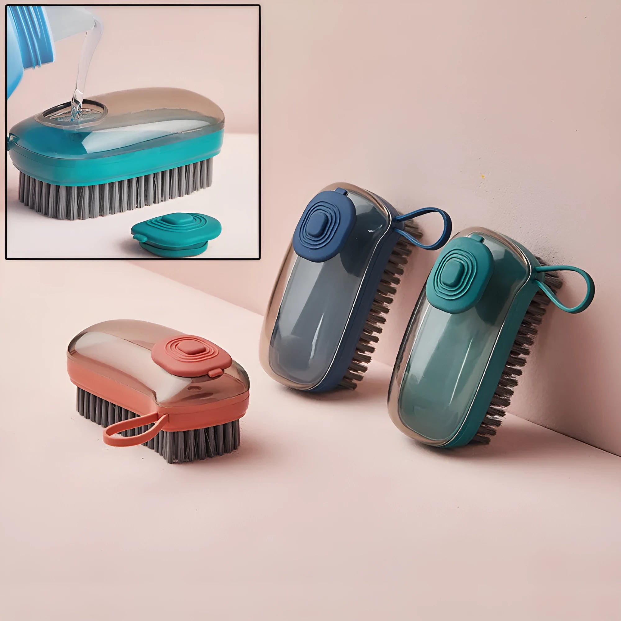 ABS automatic liquid cleaning brush with ergonomic handle for household shoe and laundry applications