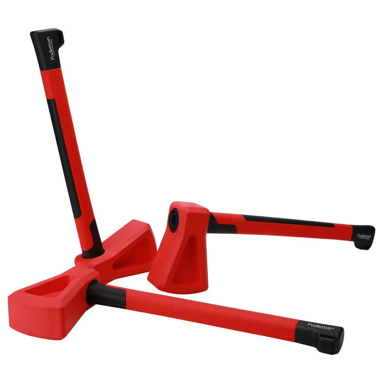 Red plastic fitness axe trainer for home gym muscle conditioning.