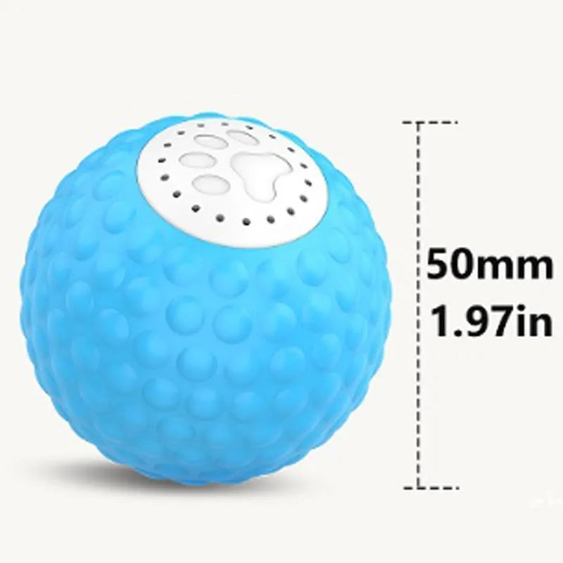 Remote control cat toy ball in blue, green and yellow colours with rolling motion and sound effects