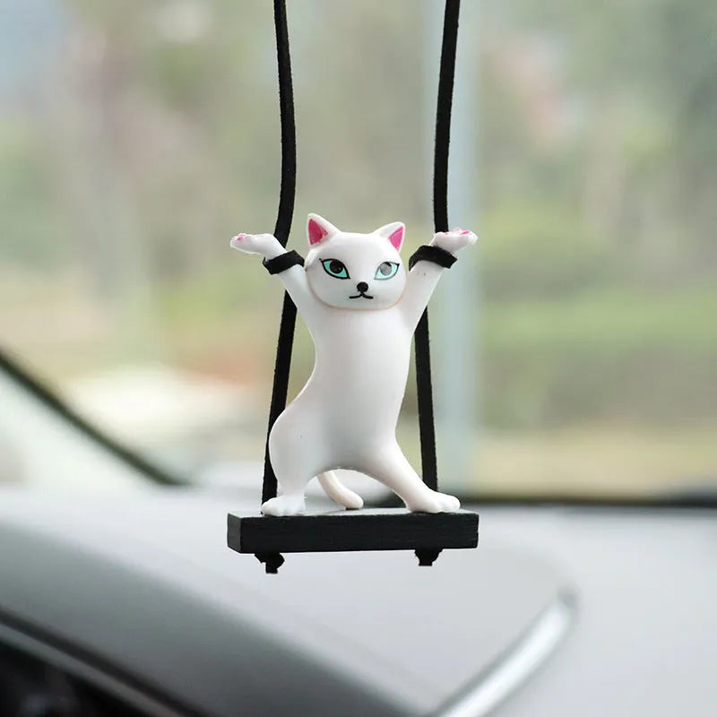 Resin cartoon cat pendant for car rear-view mirror in one of five colour options