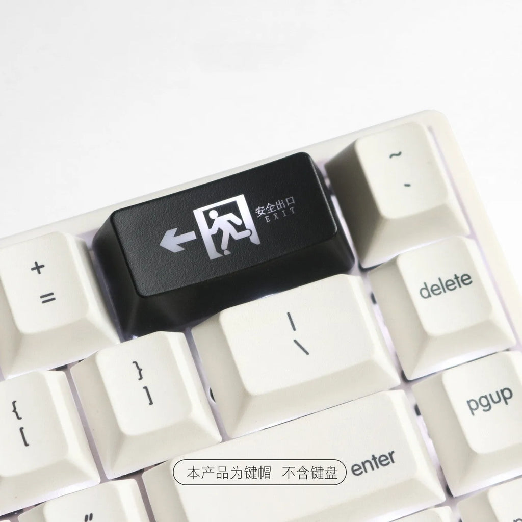 Safety evacuation exit transparent mechanical keyboard keycap with USB wired connection in black and red colour options