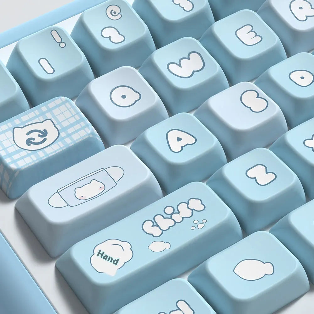 Custom watercolour cat design mechanical keyboard keycaps in 138 or 158 piece full sets
