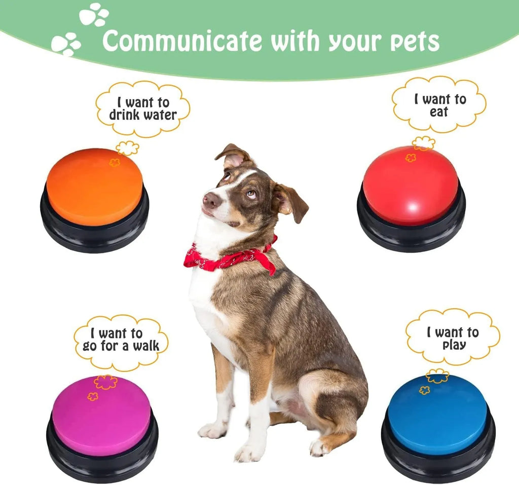Voice recording button for pet training showing 30-second record playback function in one of five colours.