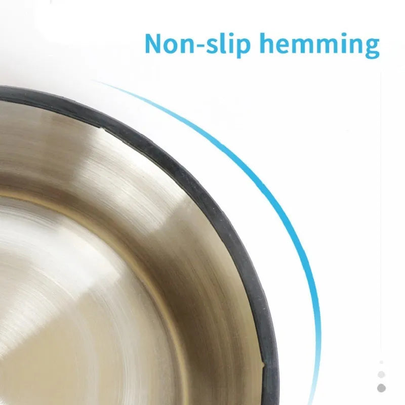 Stainless steel pet bowl with colourful melamine exterior and non-slip rubber base in multiple colour options