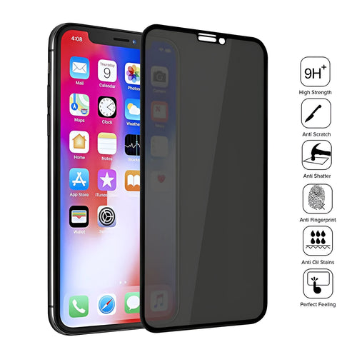 Black tempered glass anti-peeping screen protector film for iPhone models
