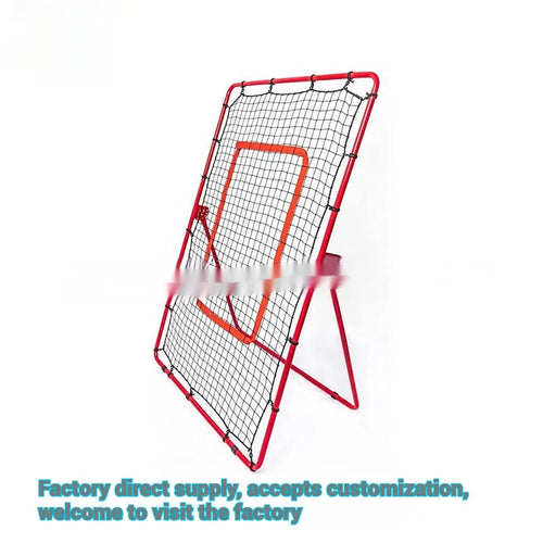 Red portable 4x6ft adjustable baseball training net with metal frame for multi-sport practice.