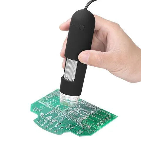 USB microscope camera with 8 LED lights and adjustable illuminator, 1000X magnification, black body