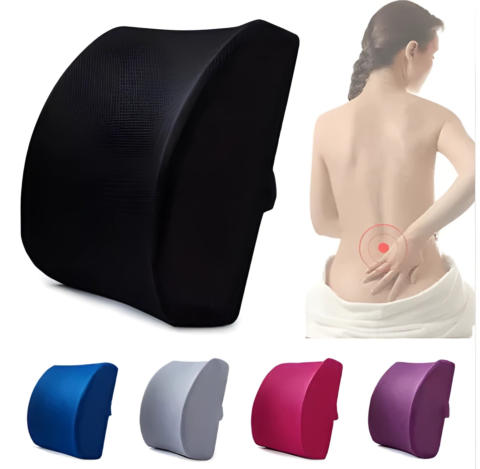 Breathable ice mesh memory cotton car lumbar support pillow grey colour on car seat