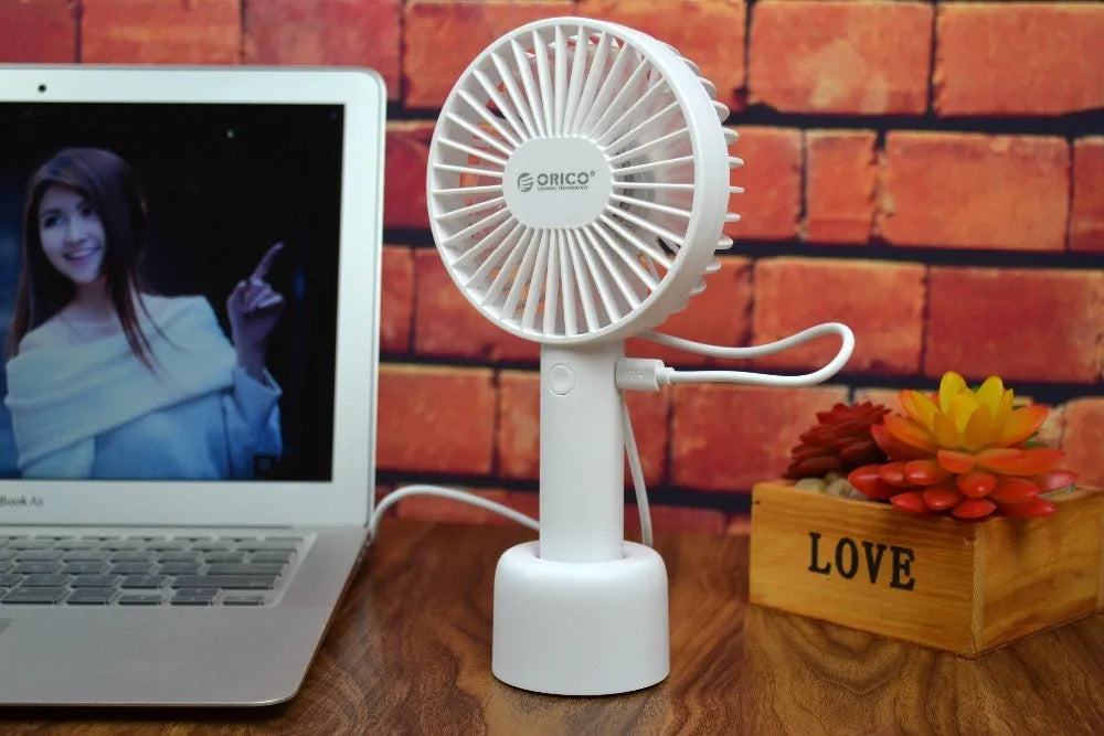 White ORICO FH1 portable USB desk fan with compact design and three-speed controls