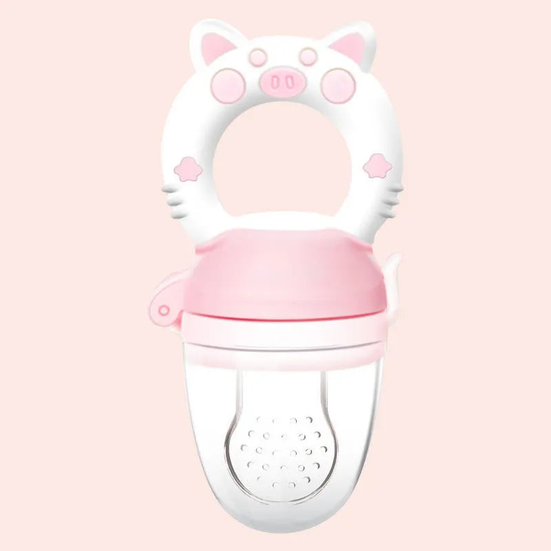 A blue silicone baby teether toy with three different textured mouthpieces for chewing.