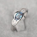 Geometric ellipse copper ring with inlaid zircon stones in white gold colour finish