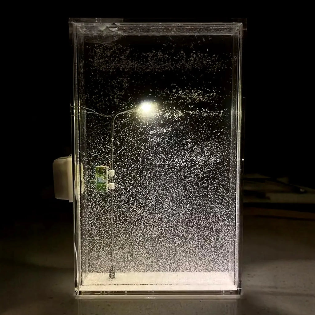 DIY magic snowy landscape night light kit with small street lights for Christmas desktop decor.