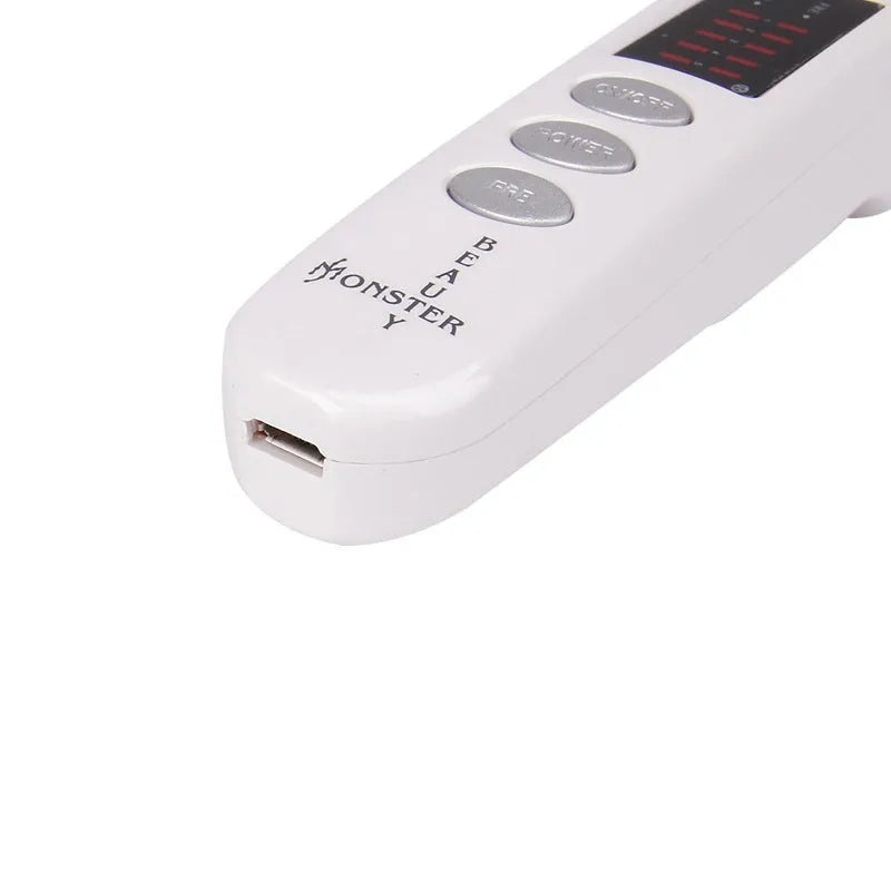 White multifunctional beauty instrument with ABS body, 5+ gears, and EU or US plug option.