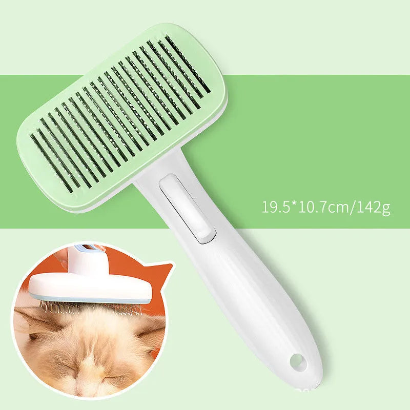 Automatic pet hair removal comb for dogs and cats with one-click button