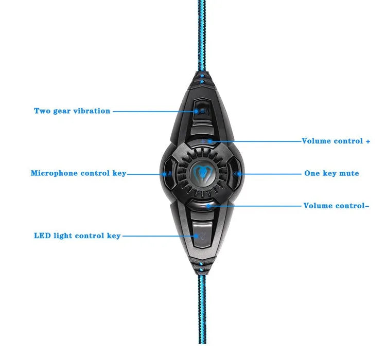 GS100 over-ear wired headphones in blue with padded ear cups and headband