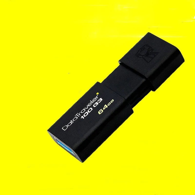 Black ABS sliding cover USB flash drive on table, available in 16GB to 512GB capacities for phone and computer data transfer.