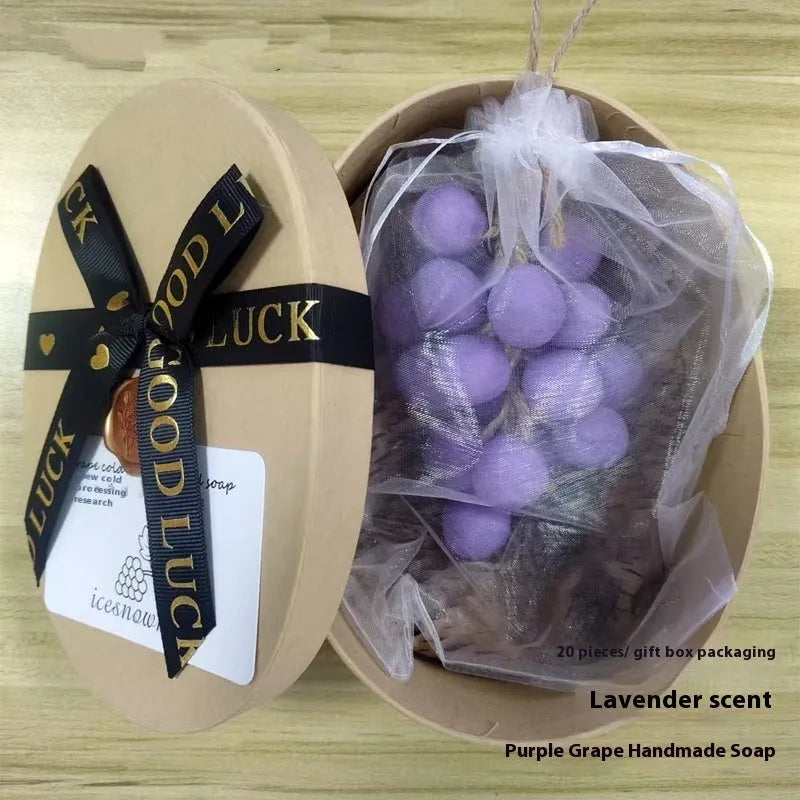Handmade grape and litchi cleansing soap bars in 120g size with different packaging options