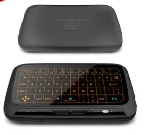 H18 mini wireless backlit keyboard with touchpad and mouse wheel in black
