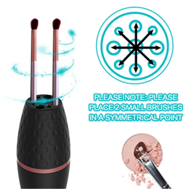 Black electric makeup brush cleaner with charging power source and ABS body