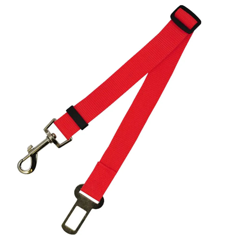 Fixed strap polyester dog seat belt in army green with metal clip and adjustable nylon strap for car safety