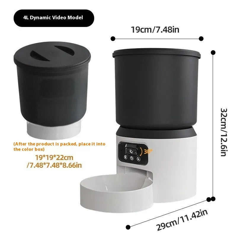 4L smart pet feeder for cats and dogs with choice of plastic or stainless steel bowl