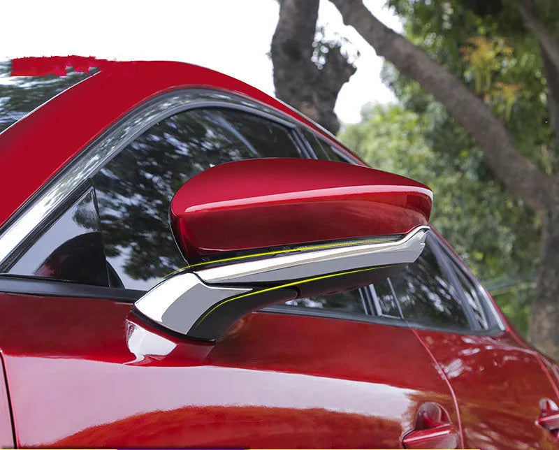 Set of four ABS rearview mirror decorative strips for Mazda 3 Angkesila with carbon fibre texture finish