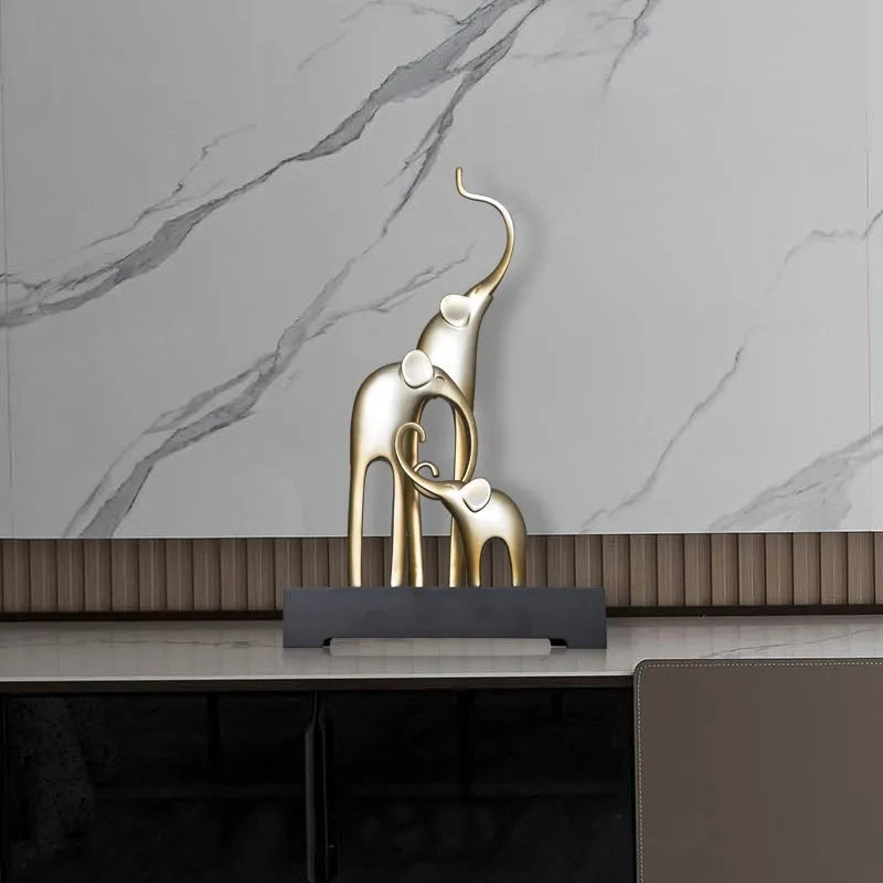 European-style elephant decorative figurine in resin and plastic with metallic or painted finishes
