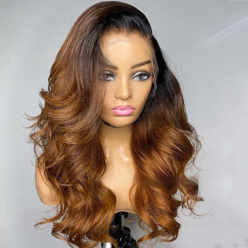 Real human hair lace front wig with a gradient cap in the Ruili style, shown in a chosen length.