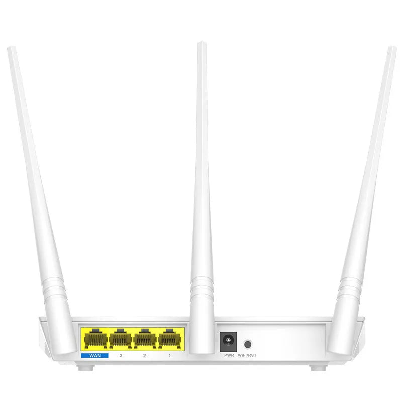 White Tengda F3 wireless router for home broadband with wall mounting capability and 108Mbps WiFi