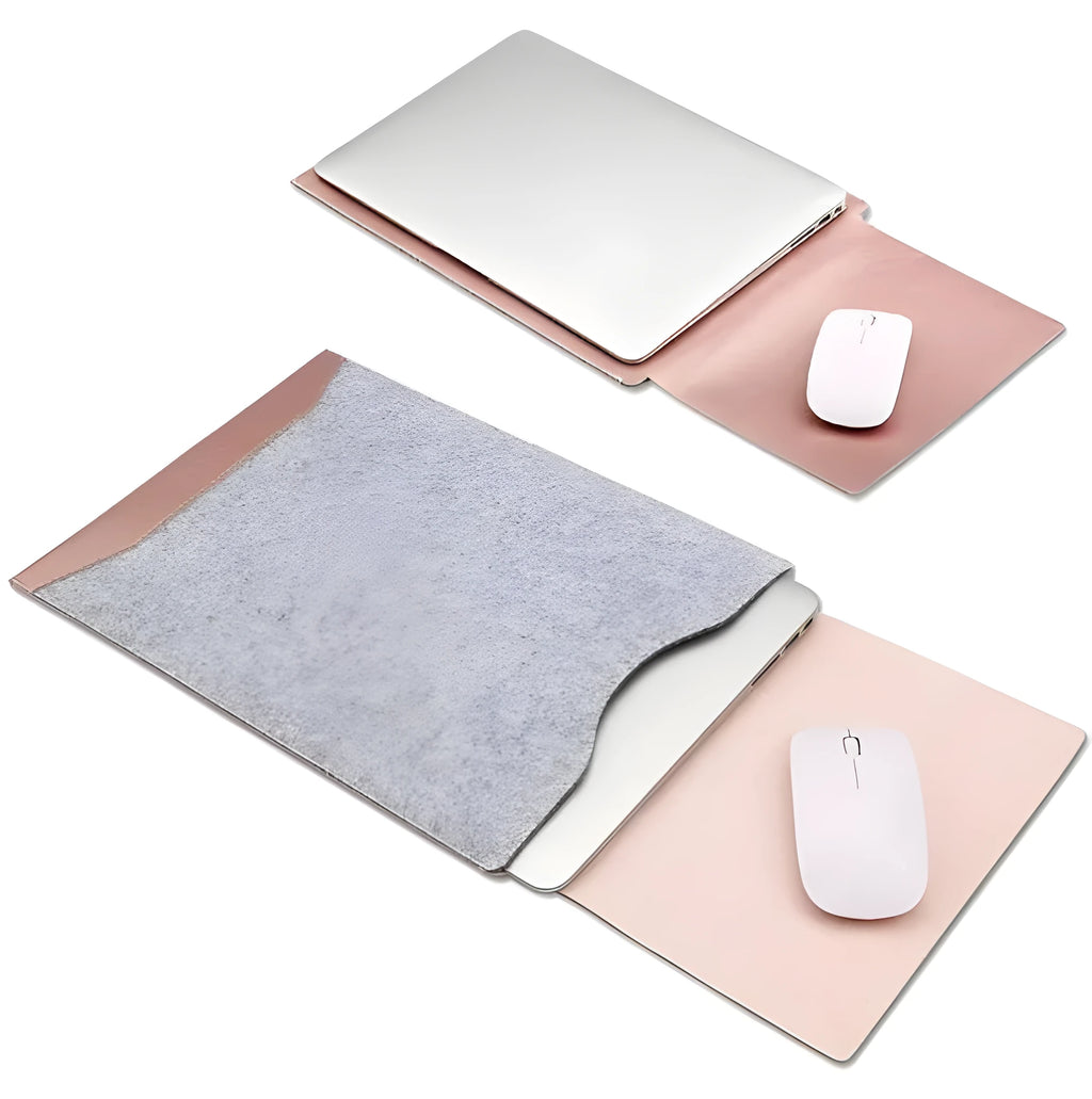 Black felt minimalist laptop sleeve with integrated mousepad for 13.3 inch laptop