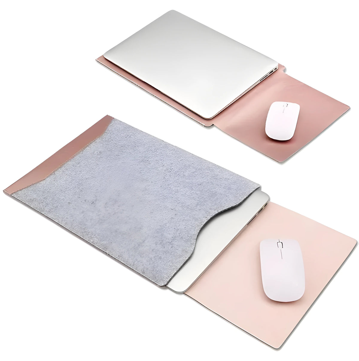 Black felt minimalist laptop sleeve with integrated mousepad for 13.3 inch laptop