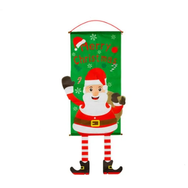 Christmas cloth poster featuring Santa Claus design, measuring 115x40cm, for window decoration