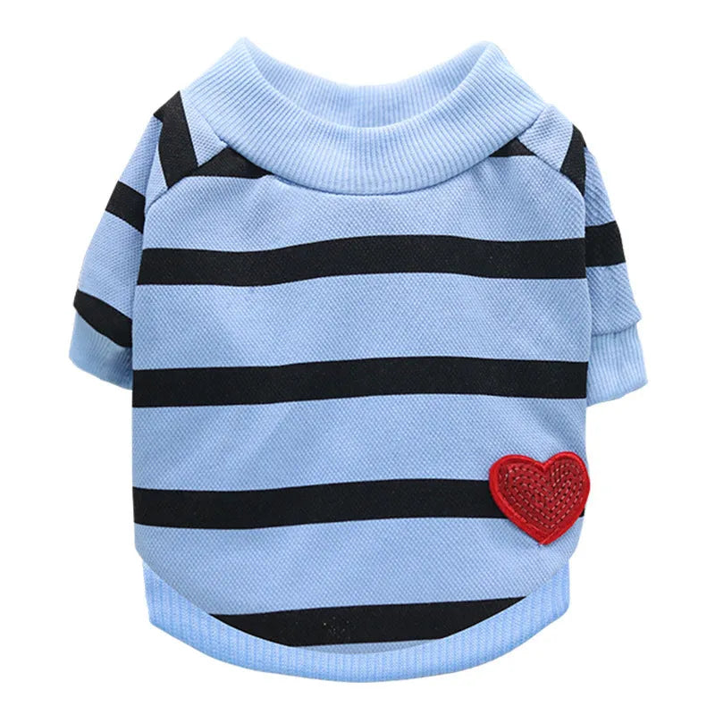 Casual blue puppy summer clothes T-shirt in breathable cloth for small dogs