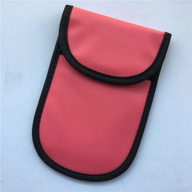 Black 20x10cm Faraday pouch for car key fobs and electronic devices with signal blocking protection