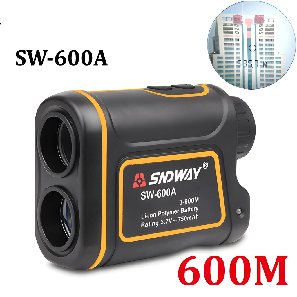 Outdoor handheld golf laser rangefinder showing compact design with display screen