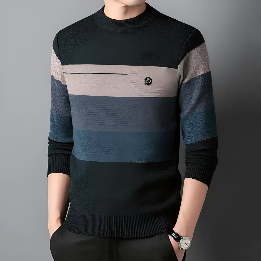 Men's cotton blend slim fit round neck knitted bottoming shirt in blue, red, and green colours