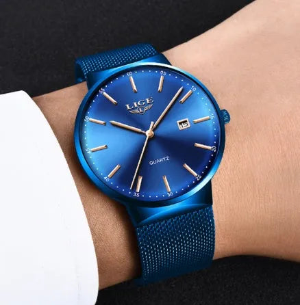 Men's stainless steel watch with 40mm dial in black, blue and black blue colour options