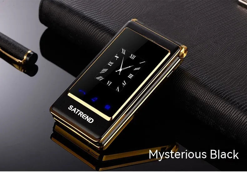 A15 dual screen flip mobile phone showing internal touch screen and external display