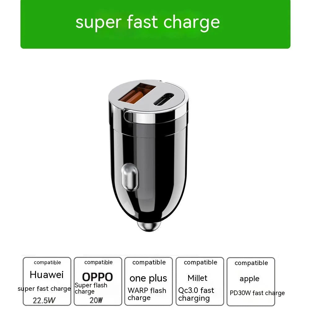 Black zinc alloy car charger with USB port for vehicle device charging