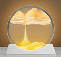 12 inch tall rotary desk lamp with moving quicksand art inside frosted glass, shown in blue finish.