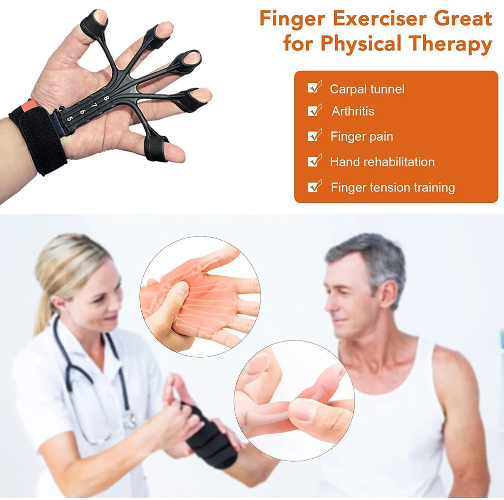 Silicone finger flexion and extension rehabilitation trainer with tension rope and adjustable belt